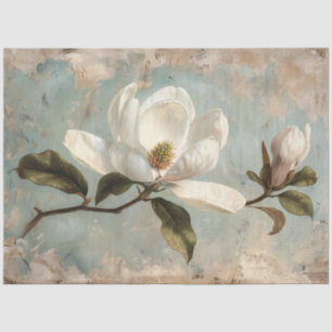 Weiße Magnolienblüten im Vintage-Dekorationsstil Seidenpapier