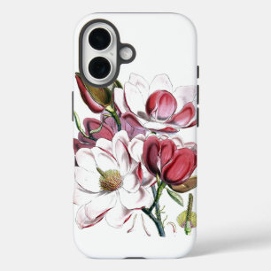 Weiße Magnolische Blume Vintag Alte Illustration iPhone 16 Hülle