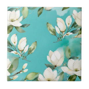 Weiße Magnolische Garland mit Eukalyptus Fliese