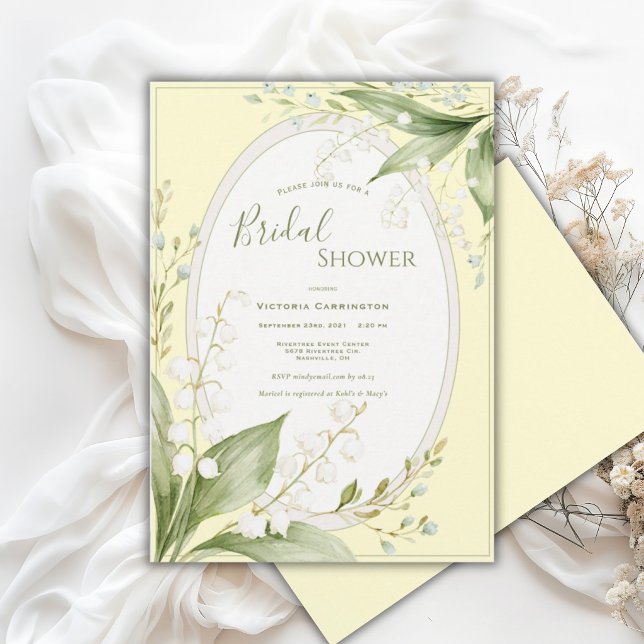 Weiße Maiglöckchen Gelbe Hochzeit  Einladung (Von Creator hochgeladen)