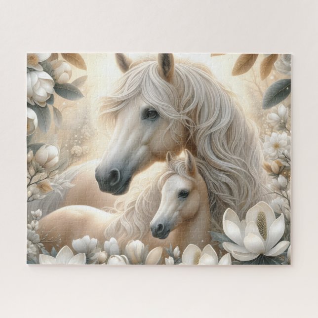 Weiße Mamastute mit Magnolie Puzzle (Horizontal)