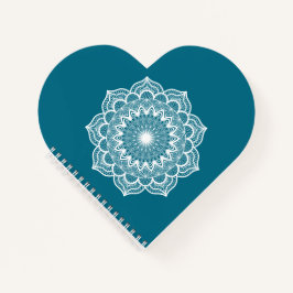 Weiße Mandala auf blauem Hintergrund Notizbuch