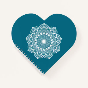 Weiße Mandala auf blauem Hintergrund Notizbuch