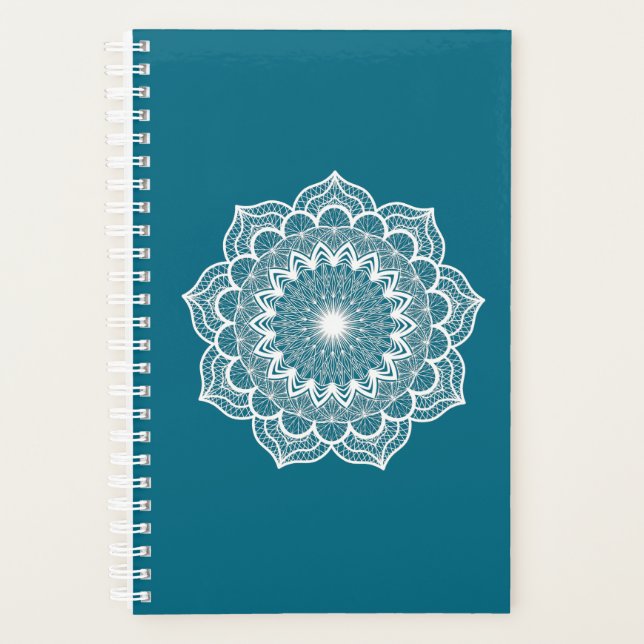 Weiße Mandala auf blauem Hintergrund Planer (Vorderseite)