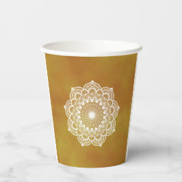 Weiße Mandala auf goldenem Hintergrund Pappbecher