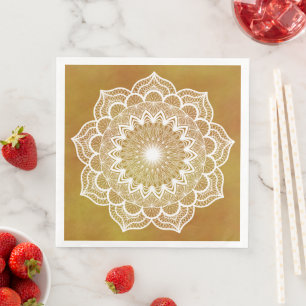 Weiße Mandala auf goldenem Hintergrund Serviette