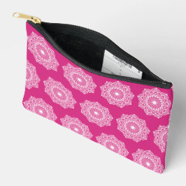 Weiße Mandala auf rosa Hintergrund Zubehörtasche