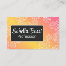 Weiße Mandala Gelb Rosa Blended Rainbow Black Visitenkarte