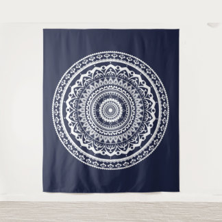 Weiße Mandala Lass dich vom Meer befreien Wandteppich