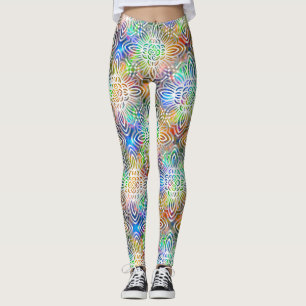 Weiße Mandala-Muster über farbenfrohe Juwelentöne Leggings