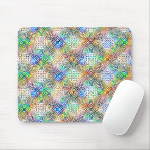 Weiße Mandala-Muster über farbenfrohe Juwelentöne Mousepad