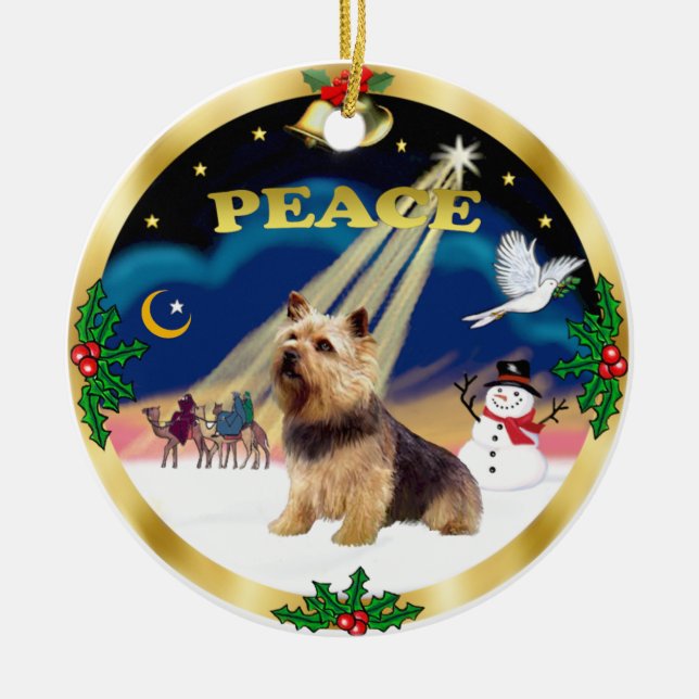 Weiße Männer - Norwich Terrier Keramik Ornament (Vorne)