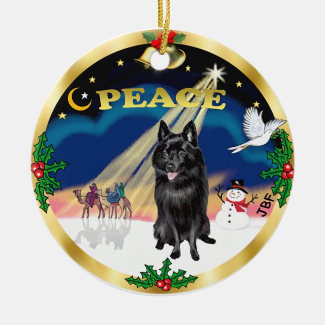 Weiße Männer - Schipperke Keramikornament (Vorne)