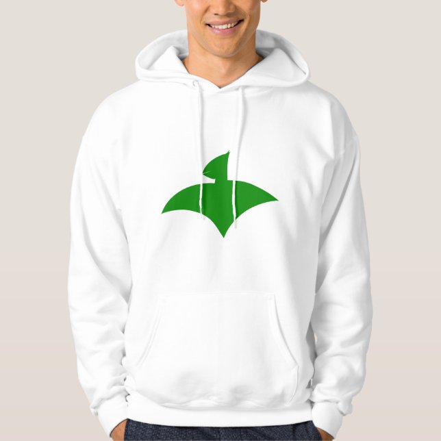 Weiße Männerjacke (Airfly) Green Hoodie (Vorderseite)