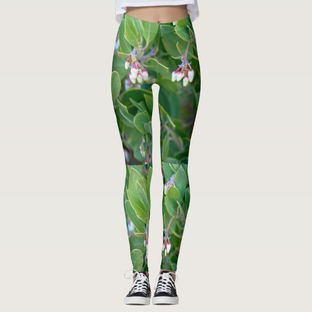 Weiße Manzanitenblüte grün Leggings (Vorderseite)