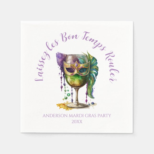 Weiße Mardi-Gras-Maske  Serviette (Vorderseite)