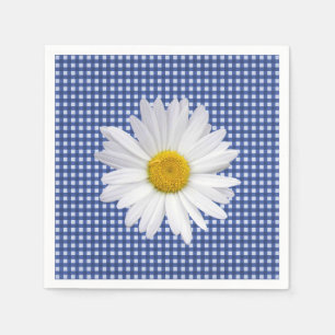 Weiße Margerite auf Gingham Serviette