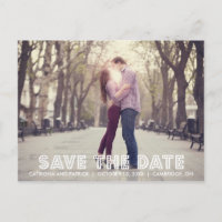Weiße Markise Save-the-Date-Ankündigung Postkarte