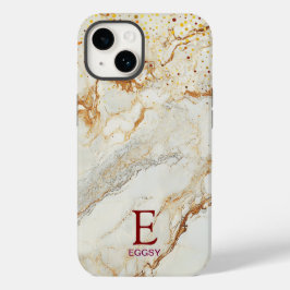 Weiße Marmor-Chic-Gold-Glitter-Monogramm Case-Mate iPhone 14 Hülle