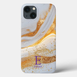 Weiße Marmor-Chic-Gold-Glitter-Monogramm Case-Mate iPhone Hülle