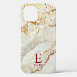 Weiße Marmor-Chic-Gold-Glitter-Monogramm Case-Mate iPhone Hülle