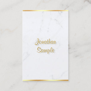 Weiße Marmor Gold Kalligrafie Schrift Modern Visitenkarte