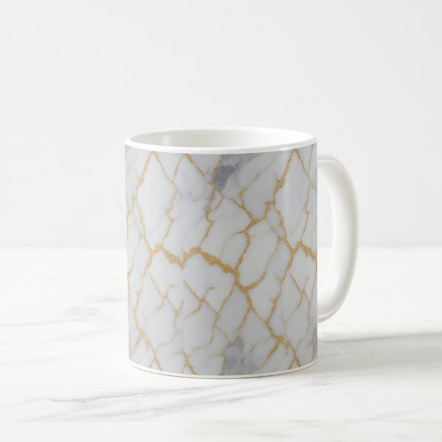 Weiße Marmor & Goldadern | Luxus-Tasse Kaffeetasse (VorderseiteRechts)