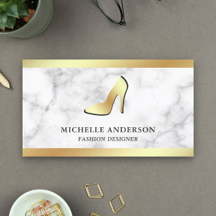 Weiße Marmor Goldfolie High Heels Stilettos Visitenkarte