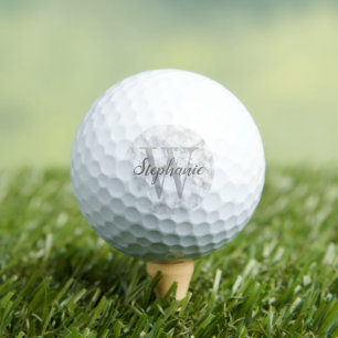 Weiße Marmor-Graue Monogramm Personalisiert Golfball