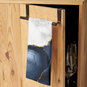 Weiße Marmor Navy Blau Gold Achat Küchenhandtuch Geschirrtuch