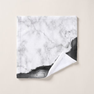 Weiße Marmor-Schwarze Achat-Silber-Glitter Waschlappen
