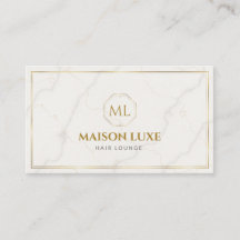 Weiße Marmor- und Gold-Luxus-Frisörsalon-Monogramm