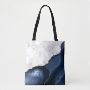 Weiße Marmor vergoldete Navy Blau Achat