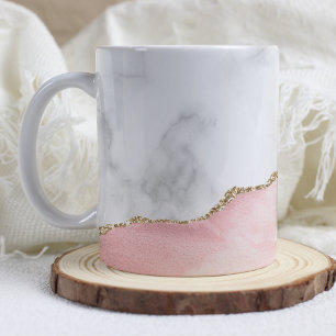 Weiße Marmor vergoldete rosafarbene Achat Kaffeetasse