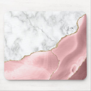 Weiße Marmor vergoldete Rosé Agat Mousepad