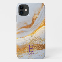 Weiße Marmorchic-Goldglitter-Monogramm
