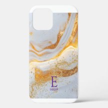 Weiße Marmorchic-Goldglitter-Monogramm