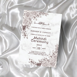Weiße Marmorplatte islamische Mehndi Zeremonie Einladung