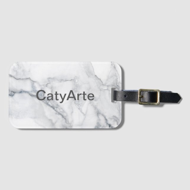 Weiße Marmorstruktur Gepäckanhänger (Vorderseite (Horizontal))