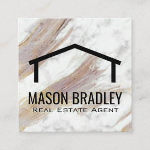 weiße Marmortextur Dachsymbol Quadratische Visitenkarte