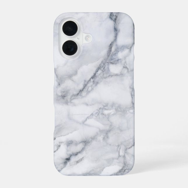 weiße Marmortextur iPhone 16 Hülle (Rückseite)
