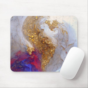 Weiße Marmorwirbel mit flüssigem Gold Mousepad