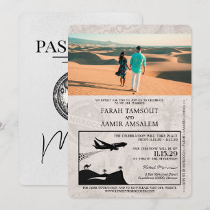 Weiße marokkanische Reisepass-Hochzeitseinladung Einladung