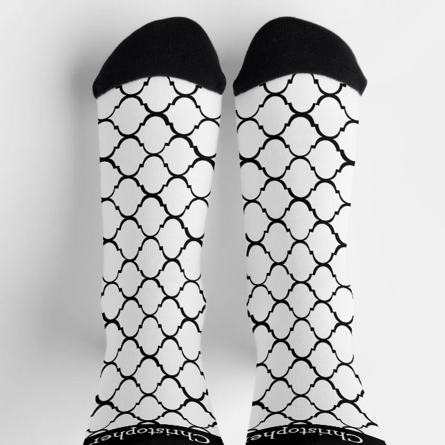 Weiße marokkanische Socken mit Musterdesign (Oben)