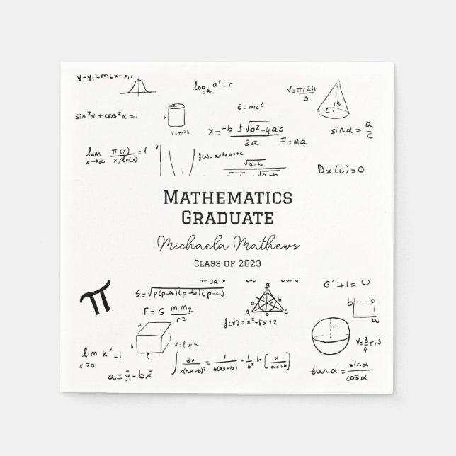 Weiße Mathematik-Abschlussklasse der Graduierung Serviette (Vorderseite)