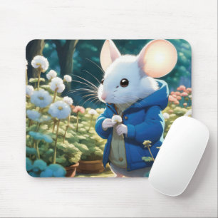 Weiße Maus im Garten Mousepad