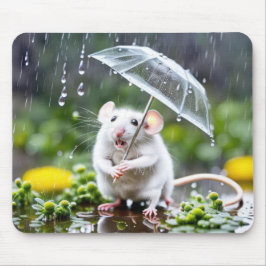 Weiße Maus unter einem Schirm Mousepad
