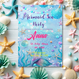 Weiße Meerjungfrau unter der Geburtstagspartei des Einladung