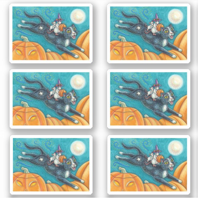 WEISSE MICK & SCHWARZE KATZE AUF HALLOWEEN SCAVENG AUFKLEBER (Vorderseite)