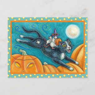 WEISSE MICK & SCHWARZE KATZE AUF HALLOWEEN SCAVENG POSTKARTE